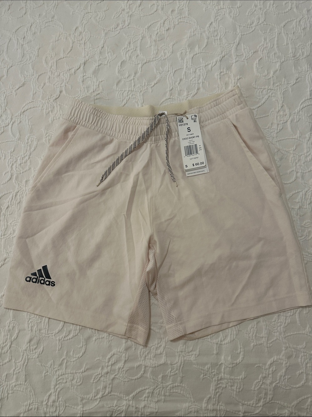 adidas Men’s Beige Athletic Tenis Shorts with Black Logo